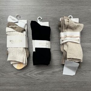 8-Gold Toe Women's Sock Lot, Flat Knit/Casual & Heel Stripe Cable Midi Socks